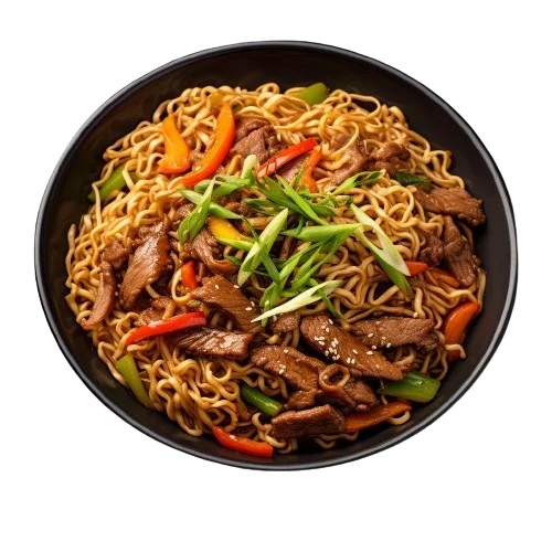 beef chow mein top view