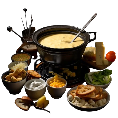 cheese fondue front-top view