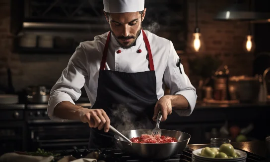 close up of a chef cooking