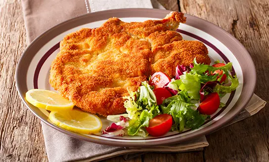 cotoletta alla milanese dish from top