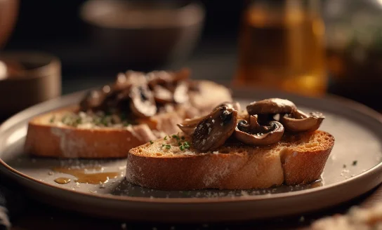 crostini with mushrooms and truffle oil