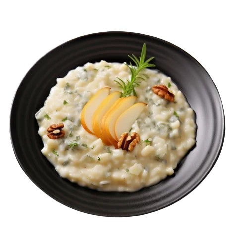 gorgonzola, pear and walnuts risotto