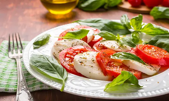 insalata caprese dish from top