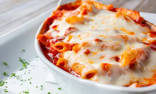 mostaccioli dish from top