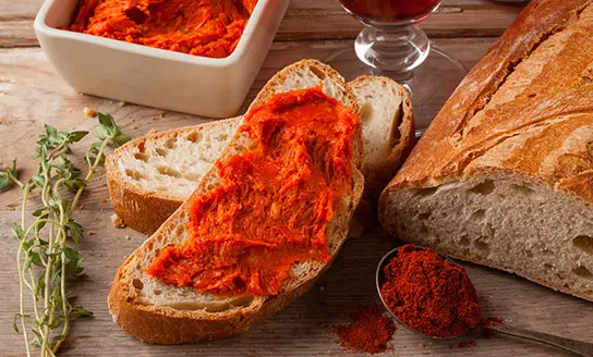 nduja with crostini dish from top