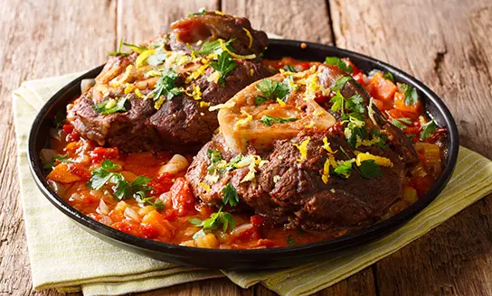 ossobuco alla milanese dish from top