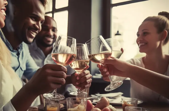 people drinking rose wine