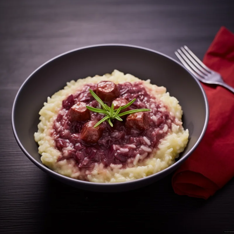 nebbiolo risotto and sausage top view