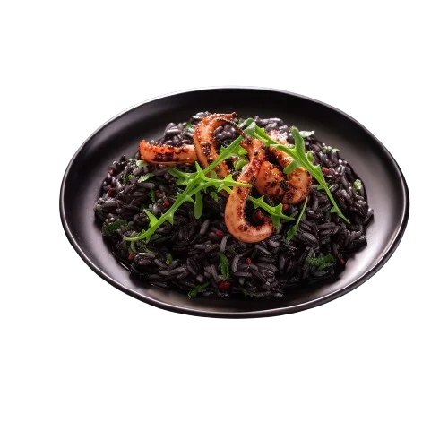 squid ink risotto top view