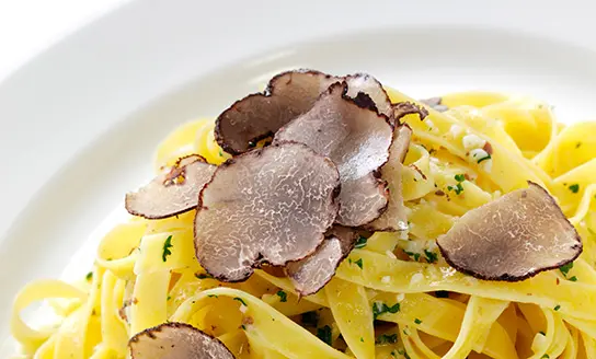 tagliatelle al tartufo di acqualagna dish from top