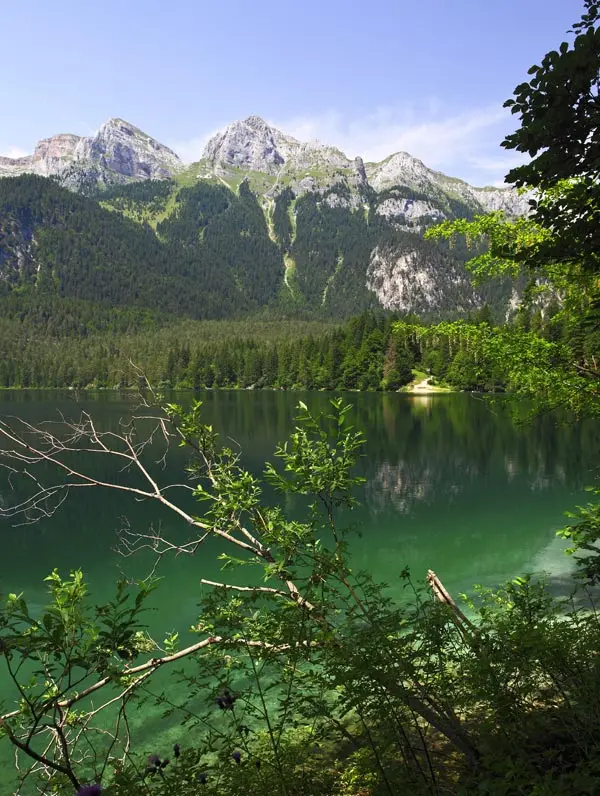 trentino lake under the mountains view