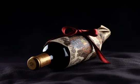 wine bottle wrapped as a gift